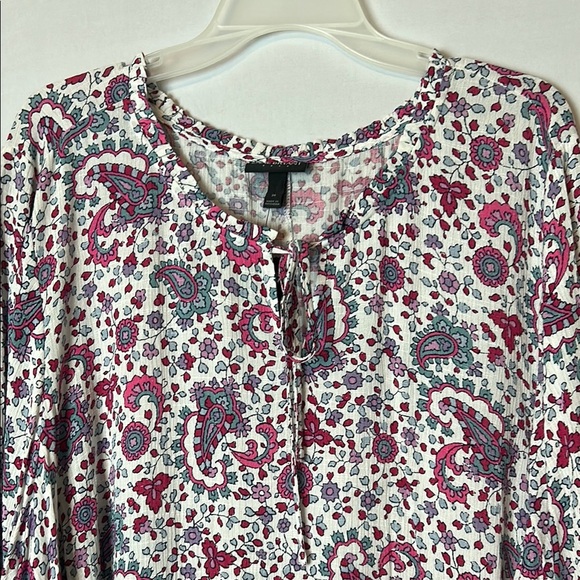 LANE BRYANT Women’s Tunic Top Sz 26Mixed Print Peasant 3/4 Sleeve NWT - Picture 3 of 10